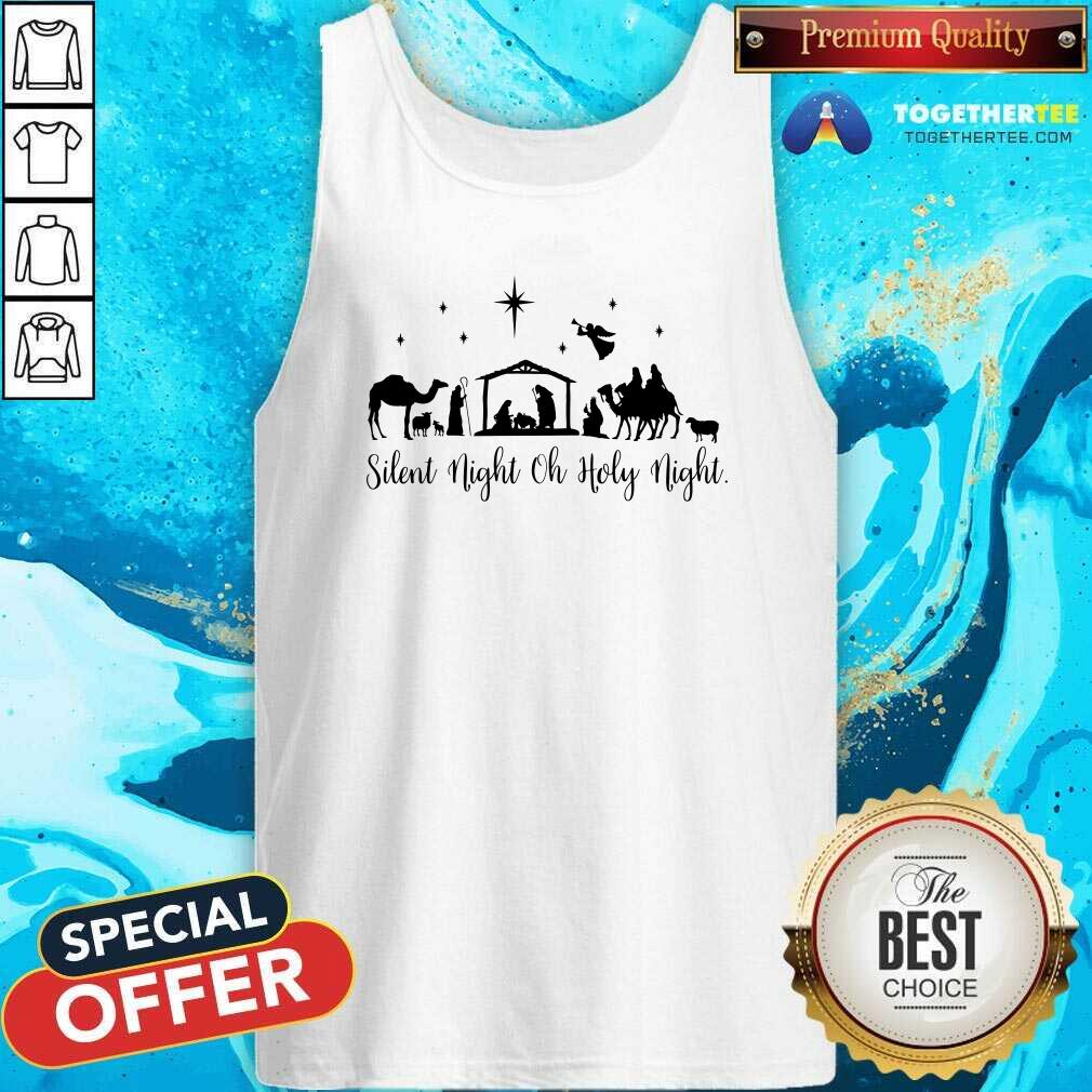 Original Silent Night Holy Nativity Christmas Manger Jesus T-Shirt - Image 3
