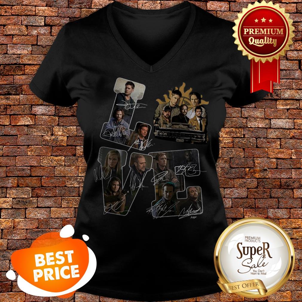 Nice Love Supernatural American Tv Series Signatures Shirt - Image 5