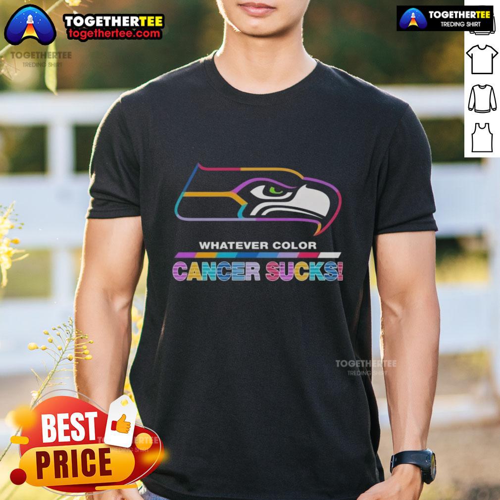 Original Seattle Seahawks Football Whatever Color Cancer Sucks Logo Colors T-Shirt
