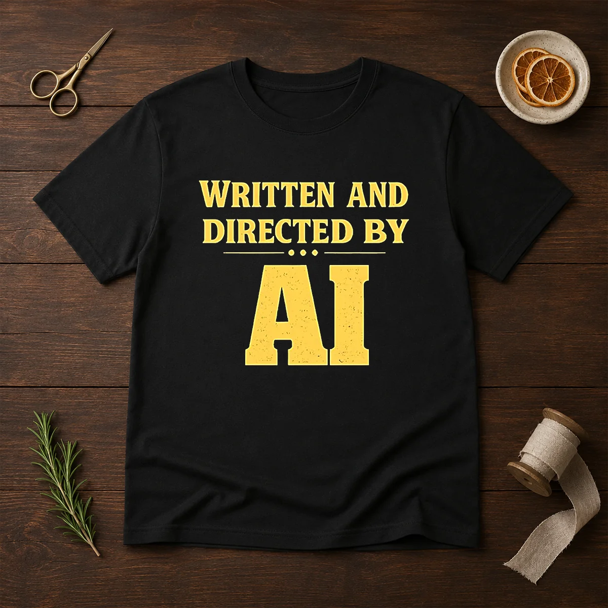 Top Written And Directed By AI Bold Text Shirt
