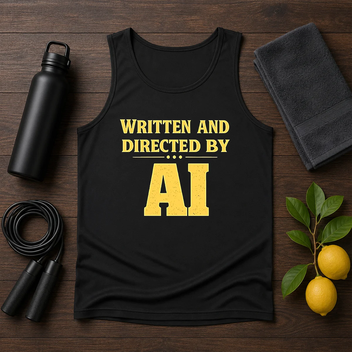 Top Written And Directed By AI Bold Text Shirt - Image 3