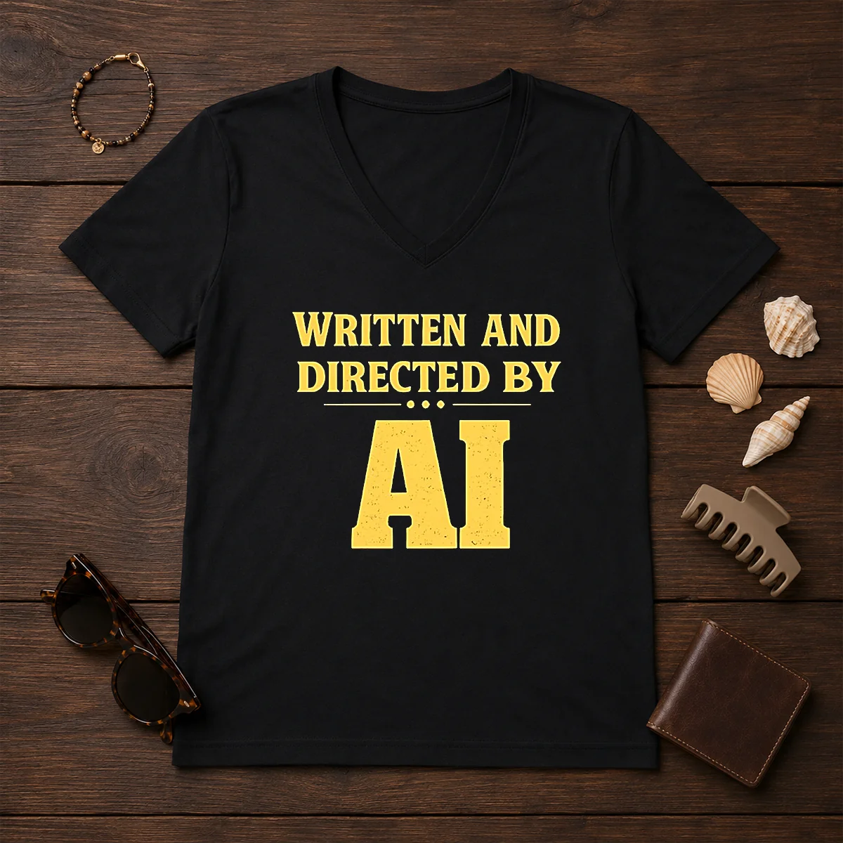 Top Written And Directed By AI Bold Text Shirt - Image 2