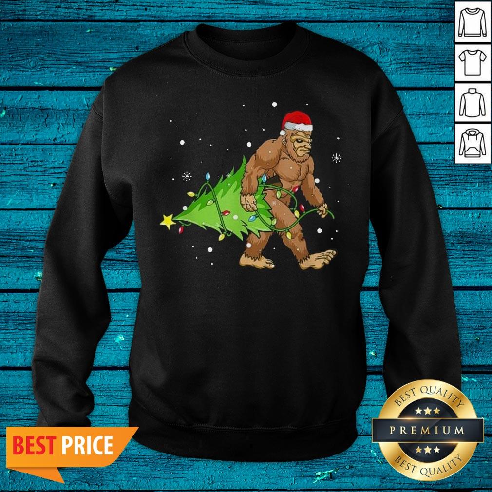 Sweet Santa Bigfoot Merry Christmas Tree Shirt - Image 2