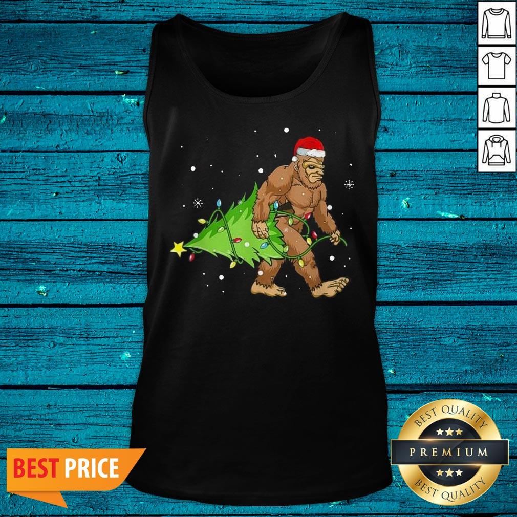 Sweet Santa Bigfoot Merry Christmas Tree Shirt - Image 5