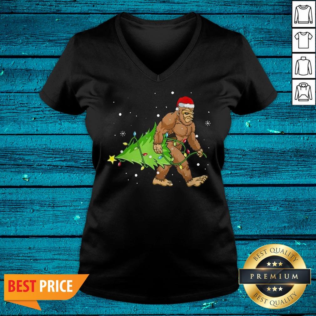 Sweet Santa Bigfoot Merry Christmas Tree Shirt - Image 4