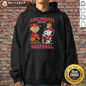 Alternative view of Cute Charlie Brown Snoopy And Woodstock With Cincinnati Reds Baseball Jersey Est 1881 T-Shirt
