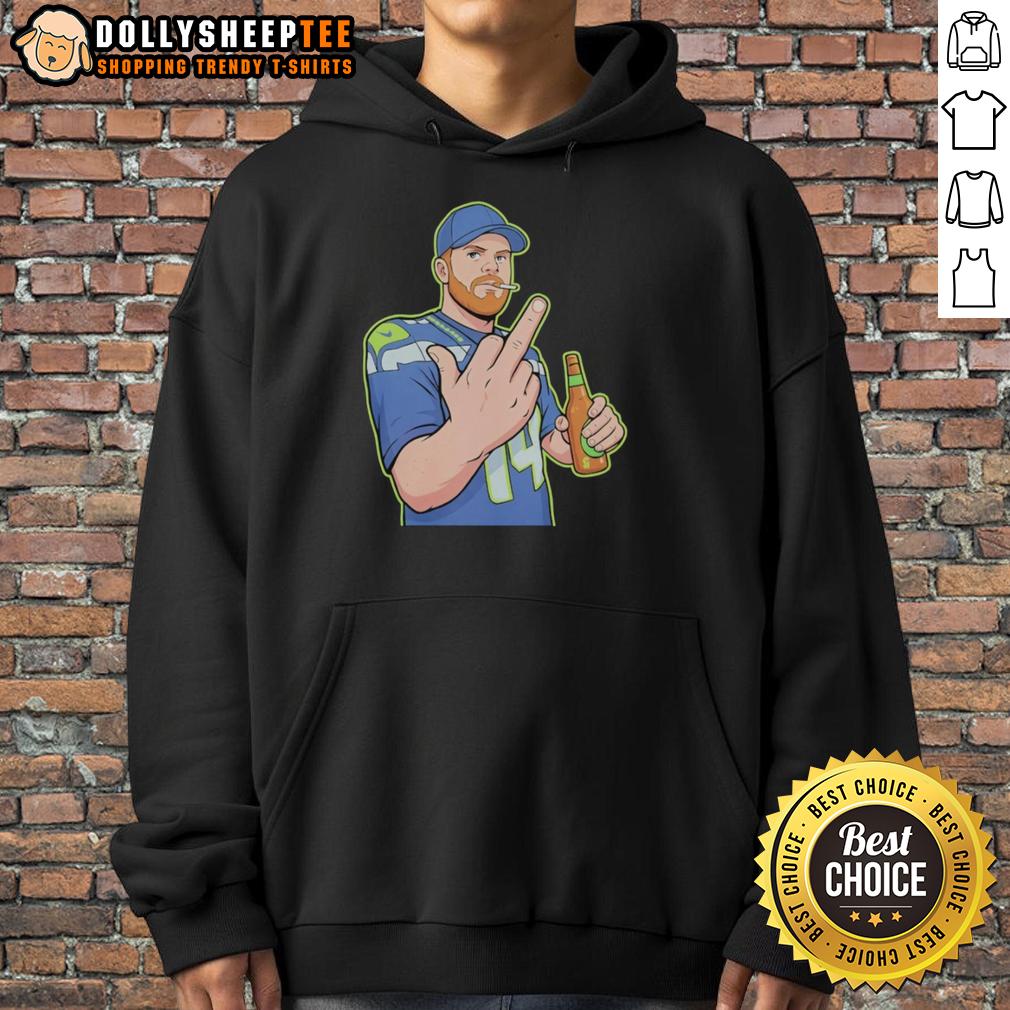 Awesome Cartoon Sam Darnold Flick Off Middle Finger T-Shirt - Image 2