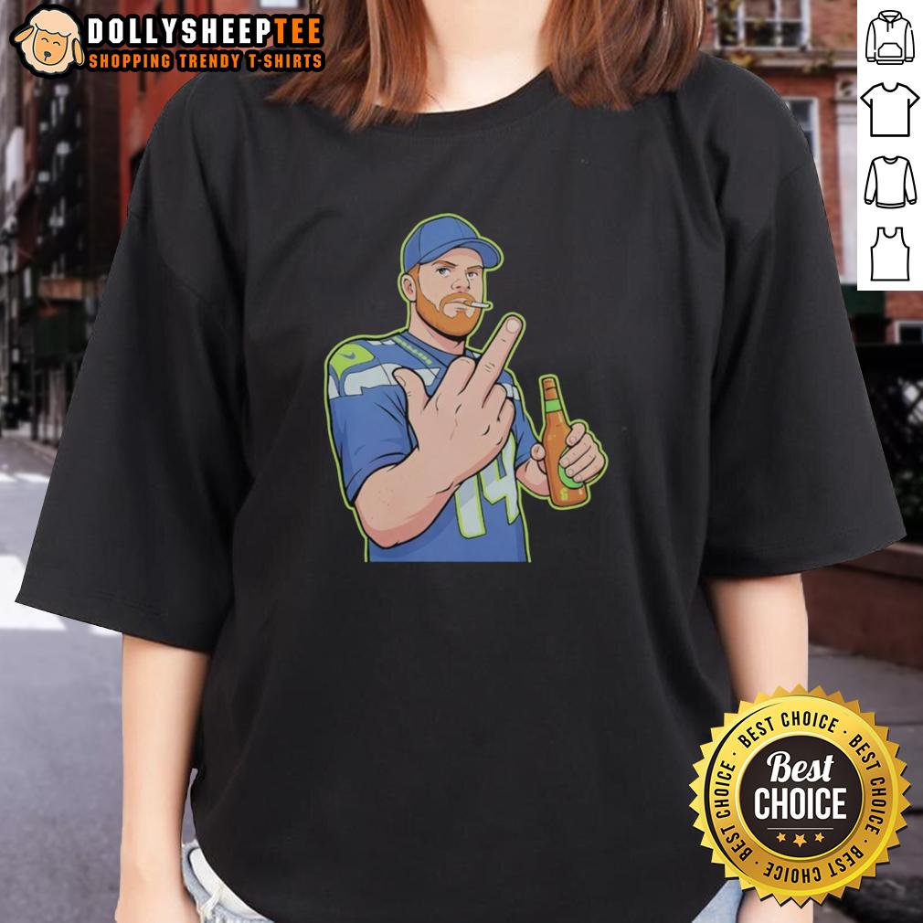 Awesome Cartoon Sam Darnold Flick Off Middle Finger T-Shirt - Image 3