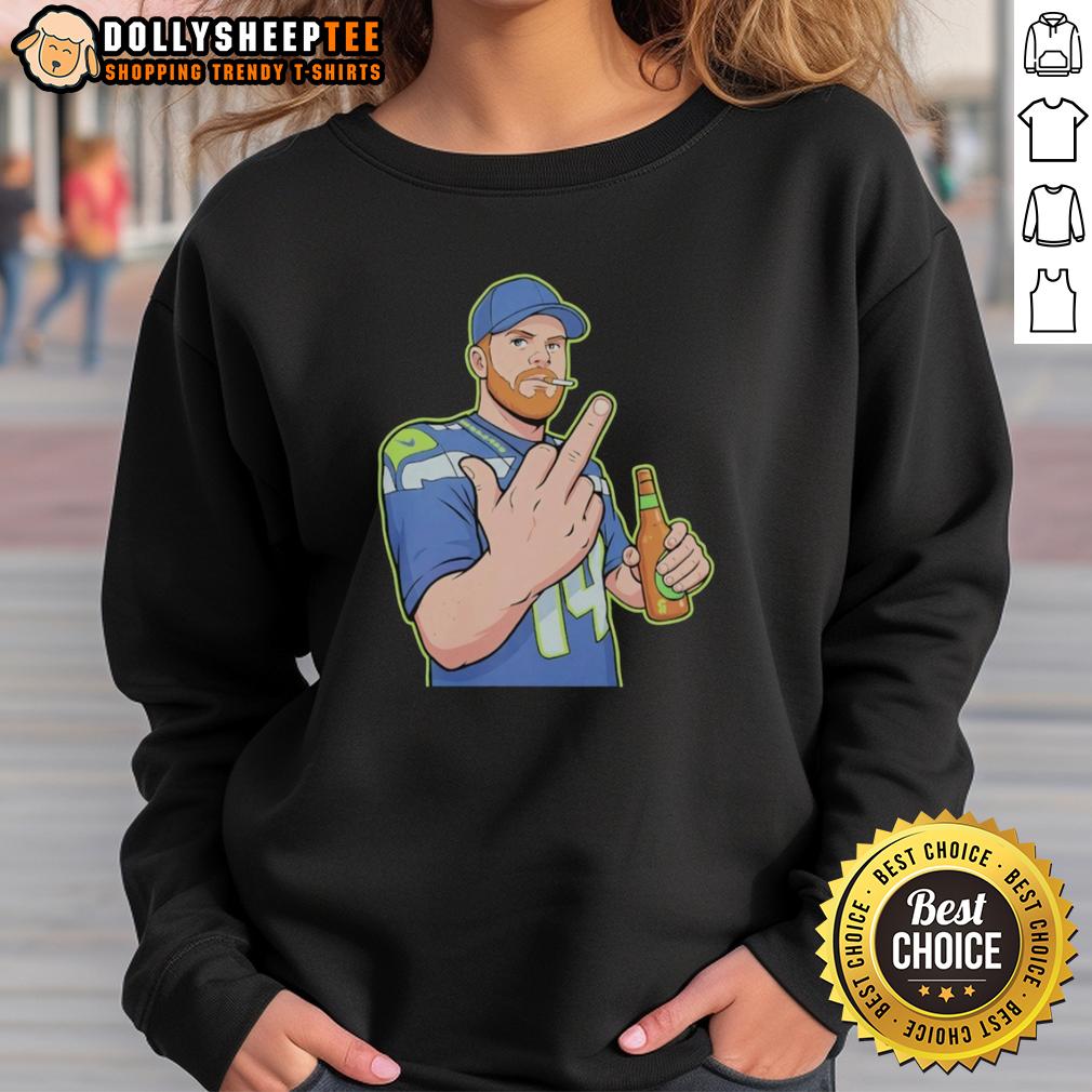 Awesome Cartoon Sam Darnold Flick Off Middle Finger T-Shirt - Image 5