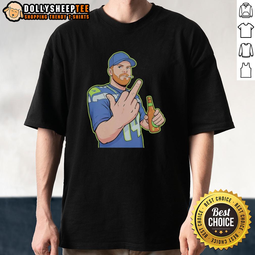 Awesome Cartoon Sam Darnold Flick Off Middle Finger T-Shirt