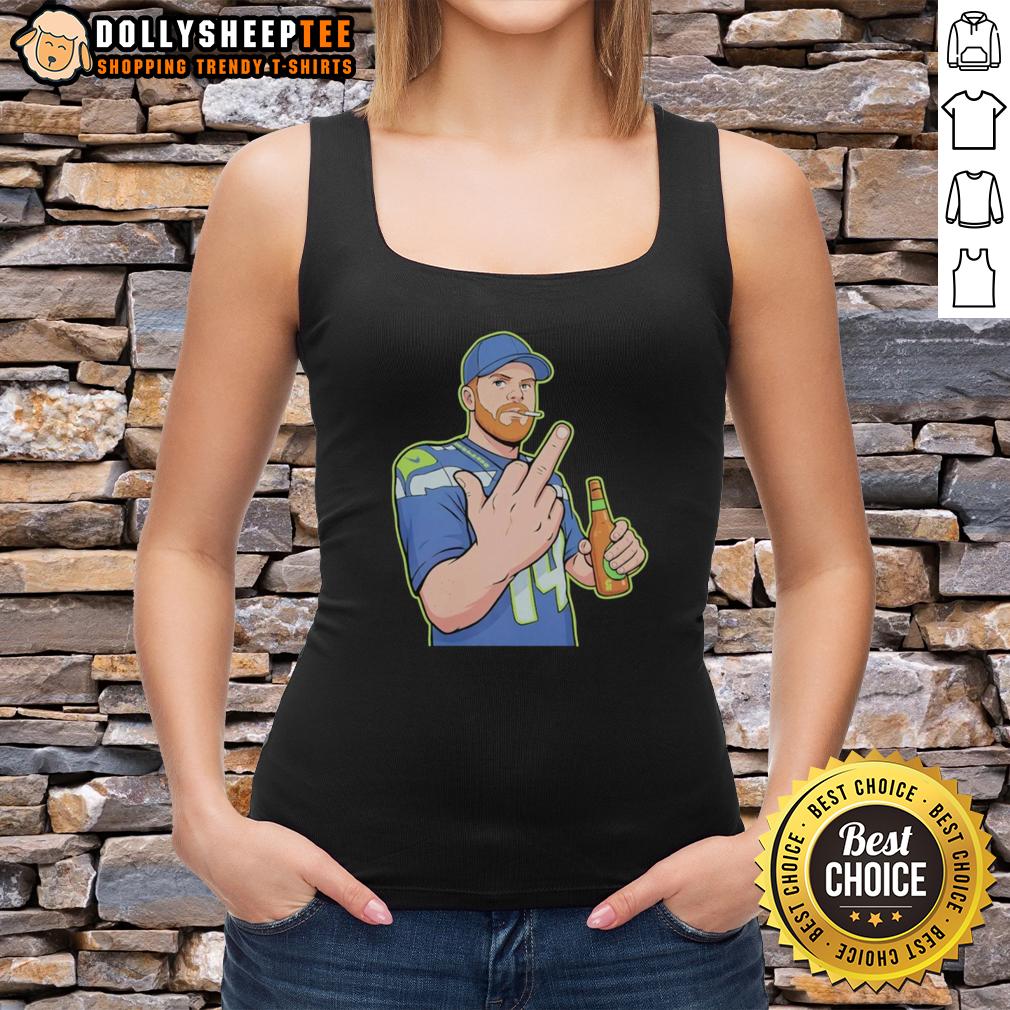 Awesome Cartoon Sam Darnold Flick Off Middle Finger T-Shirt - Image 4