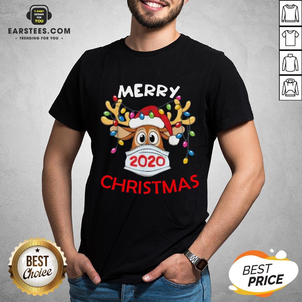 Hot Reindeer In Mask Merry Christmas Shirt