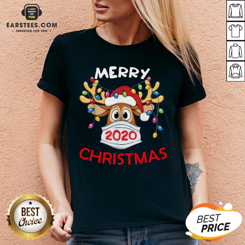 Hot Reindeer In Mask Merry Christmas Shirt - Image 3