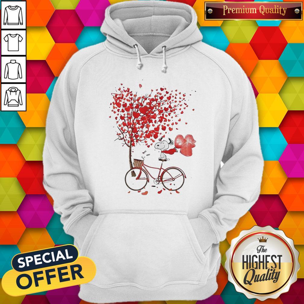 Top Snoopy Riding Bicycle Hearts Shirt - Image 5