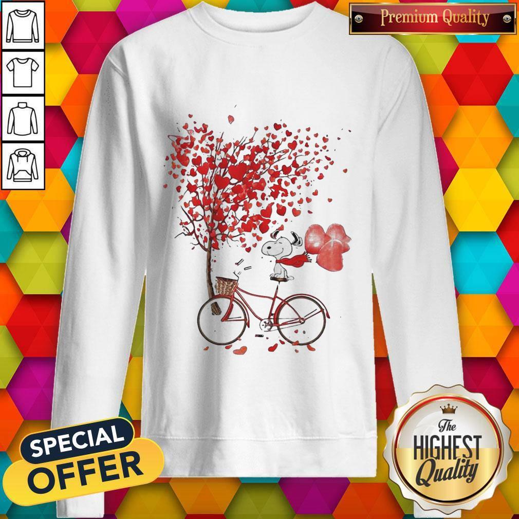 Top Snoopy Riding Bicycle Hearts Shirt - Image 4