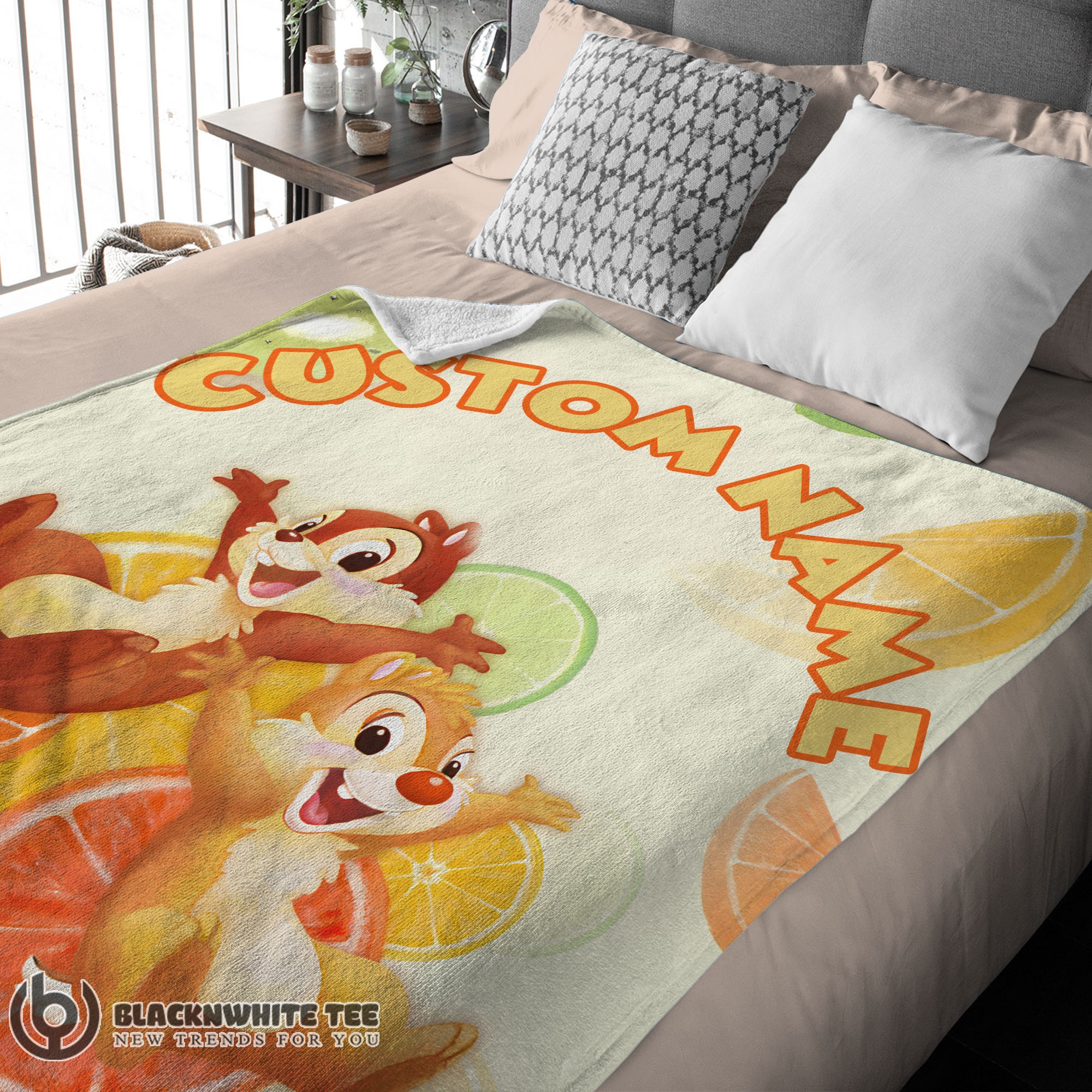 Happy Cute Disney Chip 'N' Dale Chip And Dale Blanket Fleece Customized Blanket - Image 3