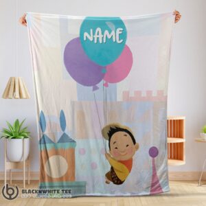 Premium Cute Pretty Disney Cartoon Up Boy With Balloon Blanket Fleece Customized Blanket