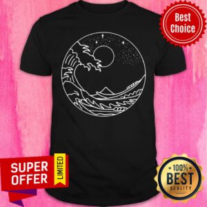 Top The Great Wave Off Kanagawa Minimal Line Art Nature Gift Shirt