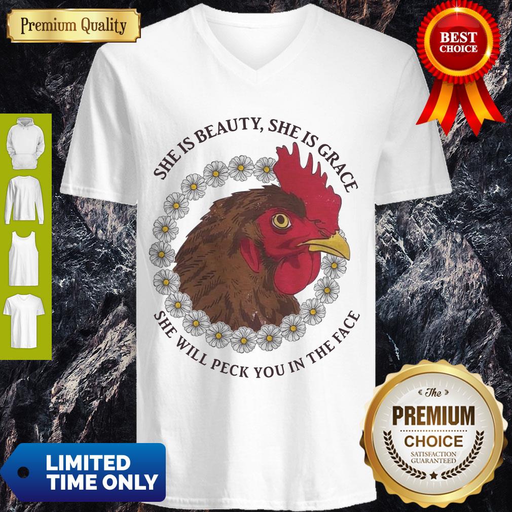 Perfect She Is Beauty She Is Grace She Will Peck You In The Face Chicken With Flower If Women Shirt - Image 5