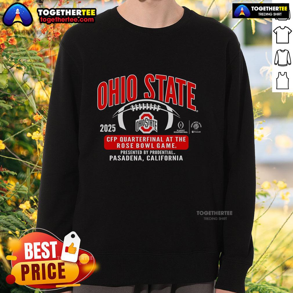 Top Ohio State Buckeyes Rose Bowl 2024-25 CFP Quarterfinal Rose Bowl T-Shirt - Image 5