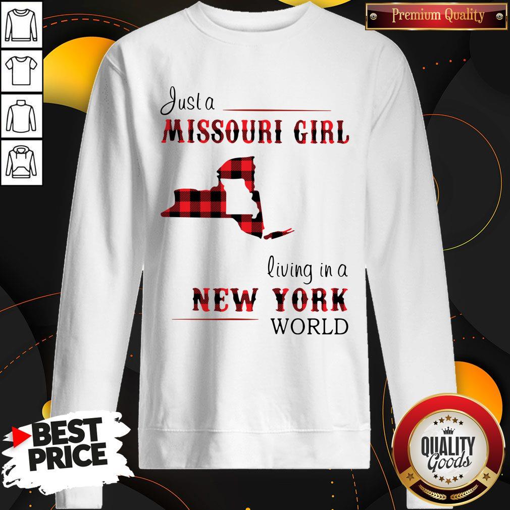 Awesome Just A Missouri Girl Living In A New York World Map Shirt - Image 5