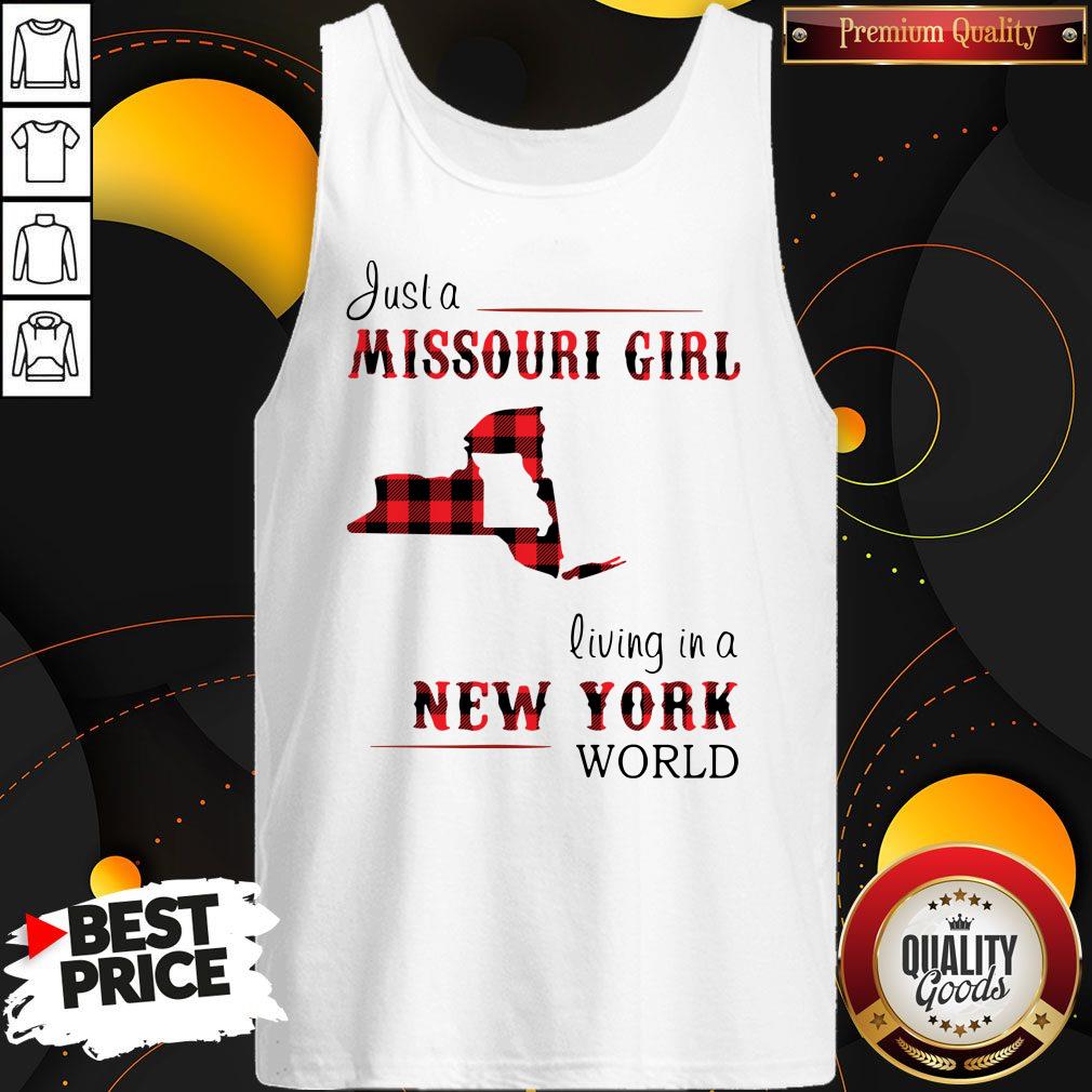 Awesome Just A Missouri Girl Living In A New York World Map Shirt - Image 4