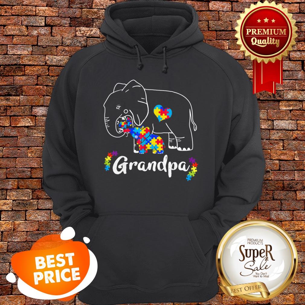 Nice Autism Awareness Support Grandpa Elephant Gift Shirt - Image 2