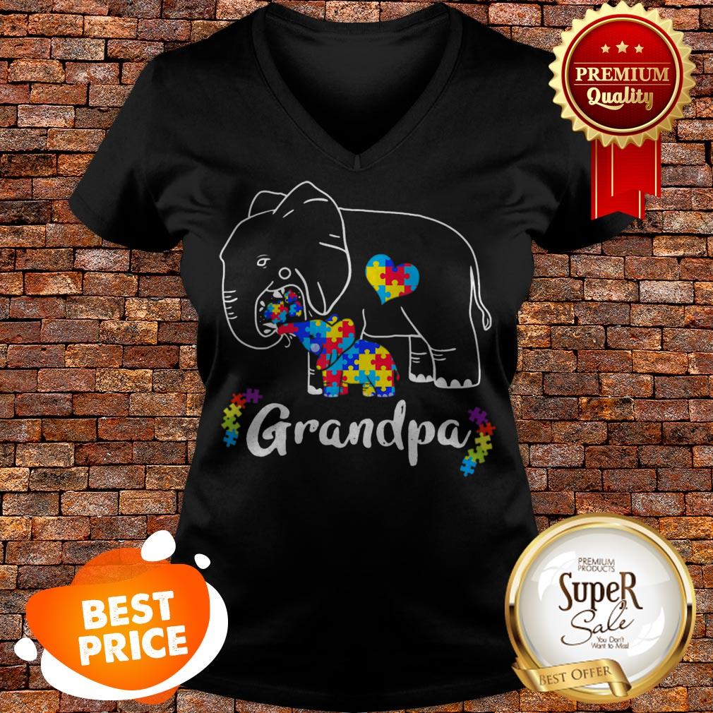Nice Autism Awareness Support Grandpa Elephant Gift Shirt - Image 5