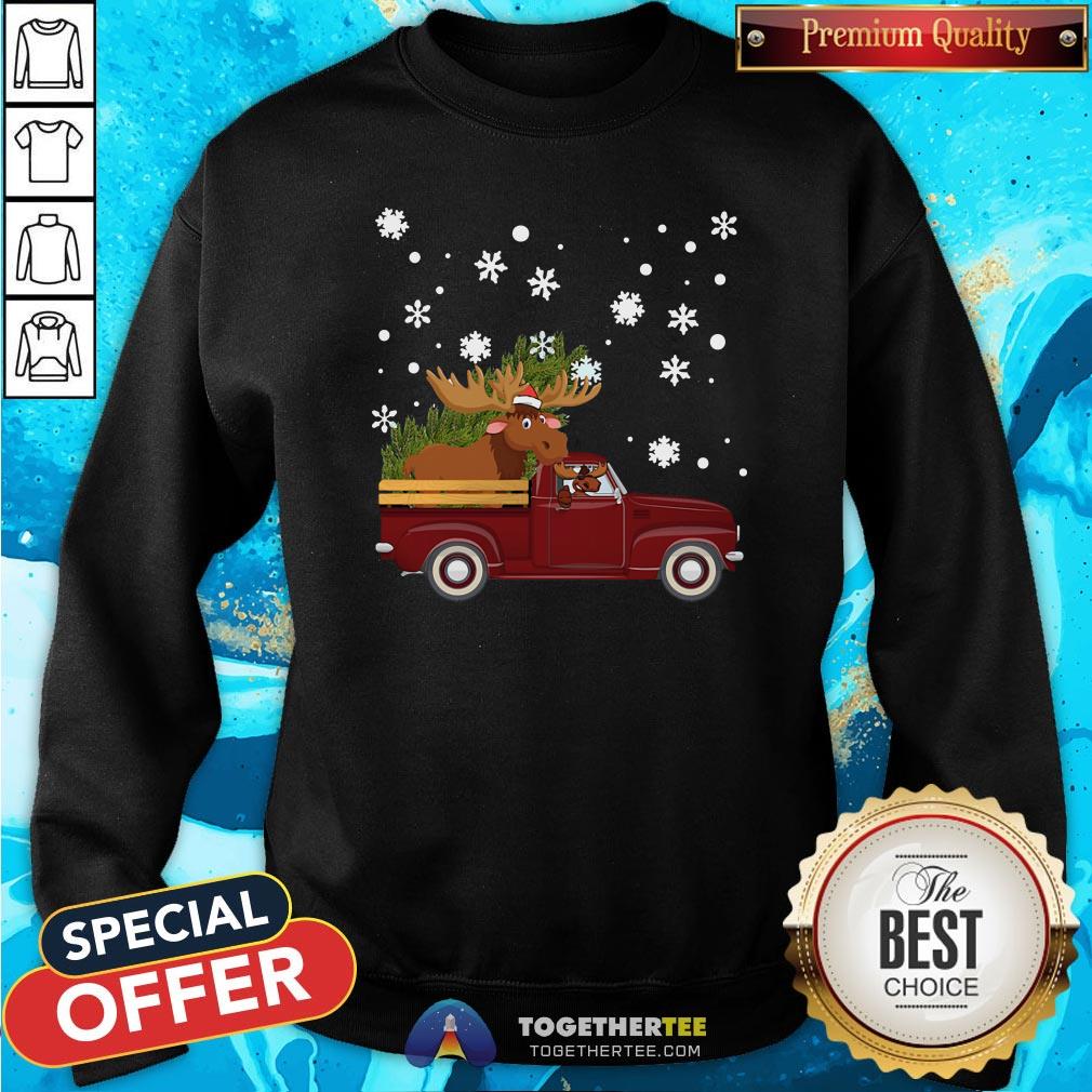 Premium Christmas Moose Car Shirt - Image 4