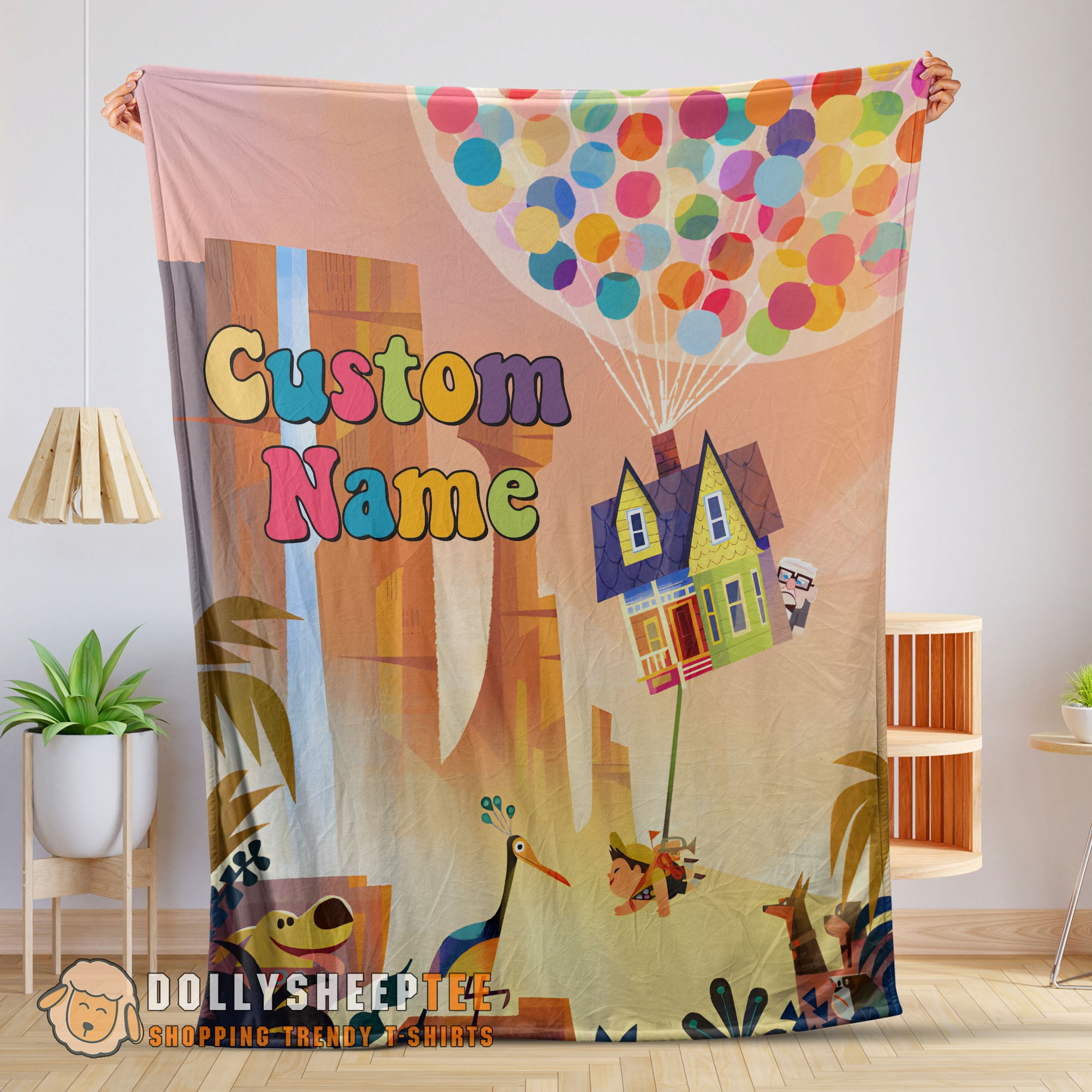 Perfect Cute Disney Pixar Up With Our Balloons And Sky With House Movie Blanket Customize Blanket