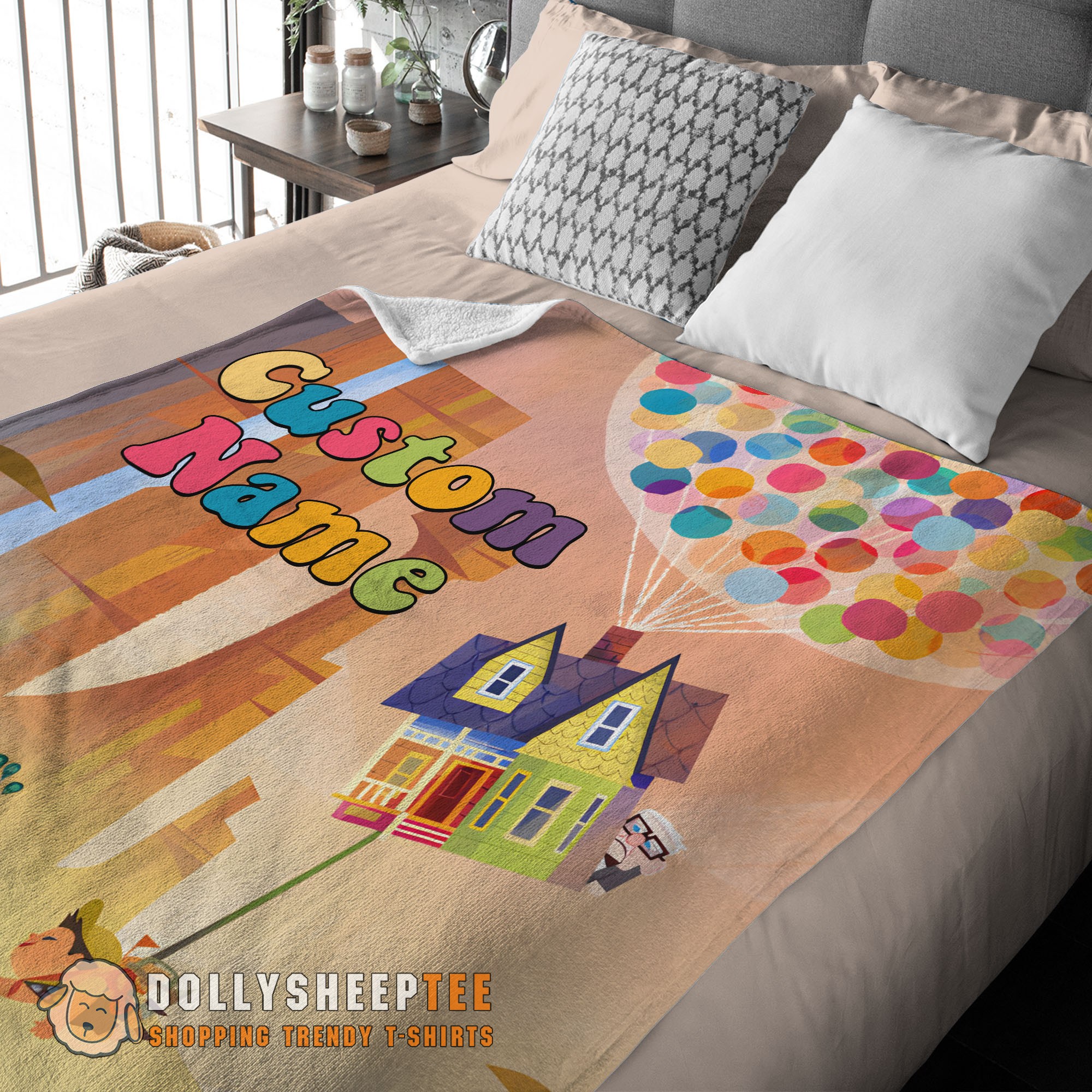Perfect Cute Disney Pixar Up With Our Balloons And Sky With House Movie Blanket Customize Blanket - Image 3