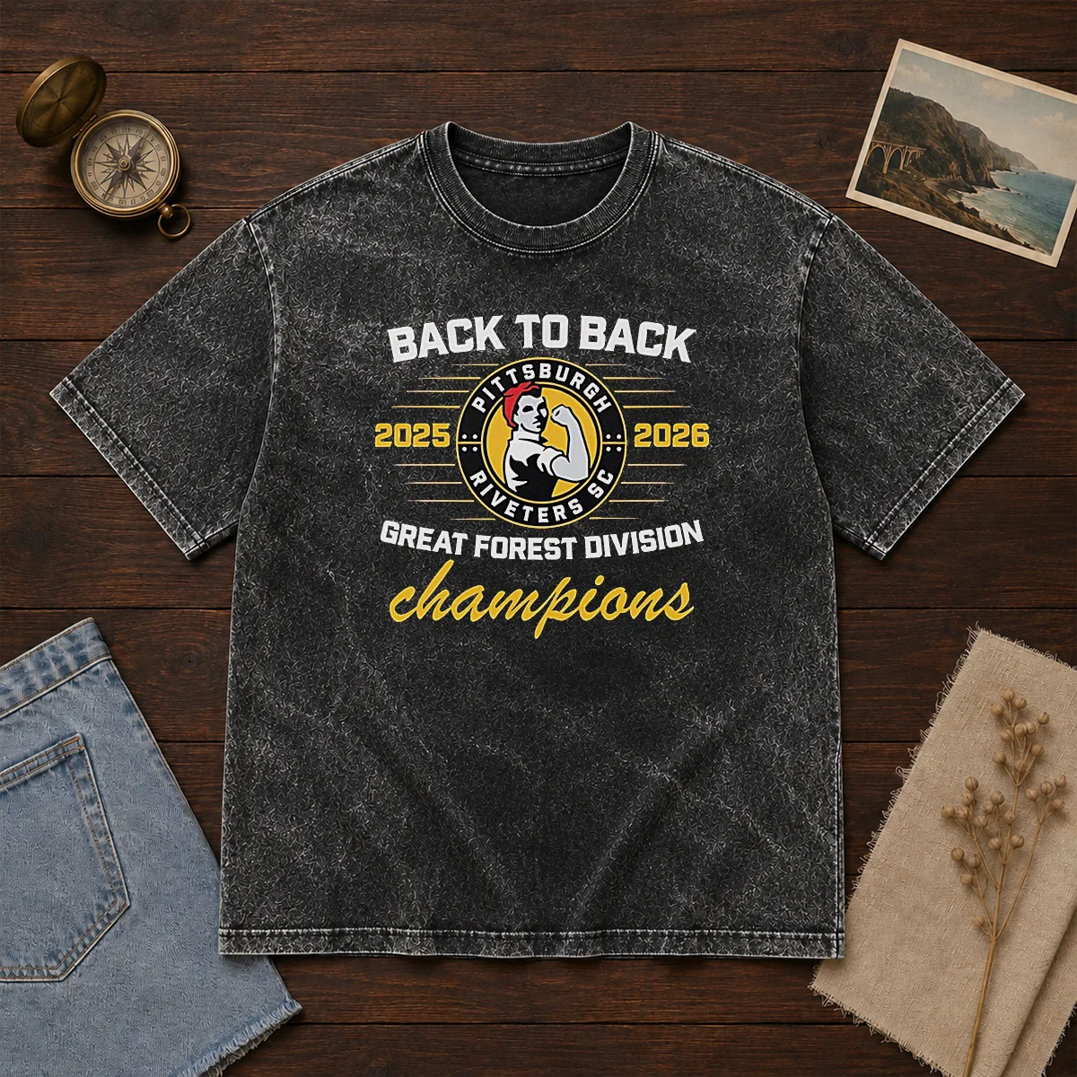 Nice Pittsburgh Riveters SC Back To Back Green Forest Champs Shirt - Image 8