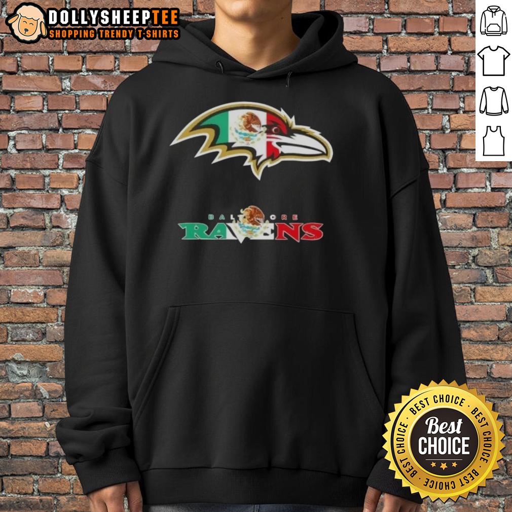Good Baltimore Ravens Football X Mexican Flag Logo Shirt - Image 2