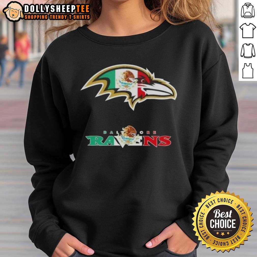 Good Baltimore Ravens Football X Mexican Flag Logo Shirt - Image 5