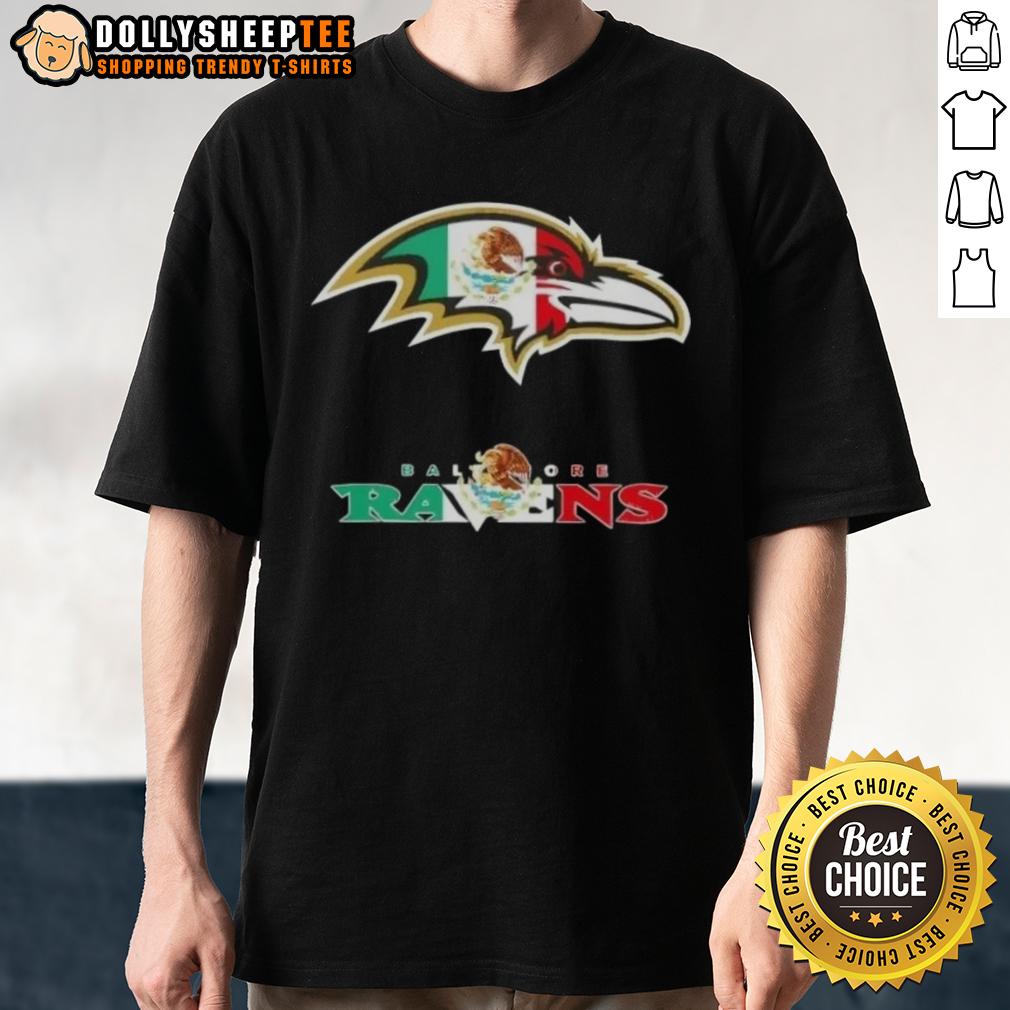 Good Baltimore Ravens Football X Mexican Flag Logo Shirt