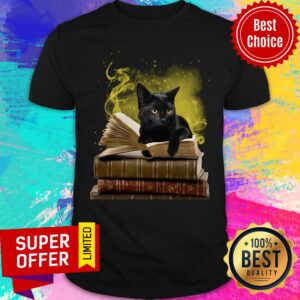 Premium Black Cat With A Book Shirt