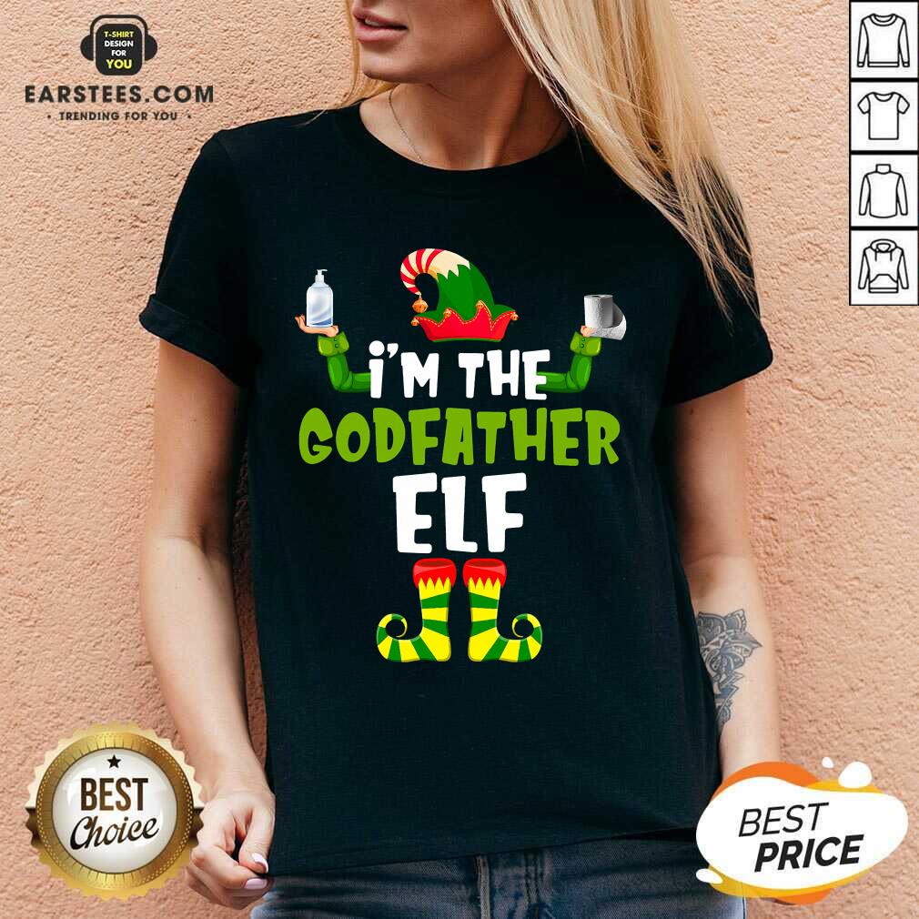 Top Im The Godfather Elf Quarantine Matching Christmas Shirt - Image 2