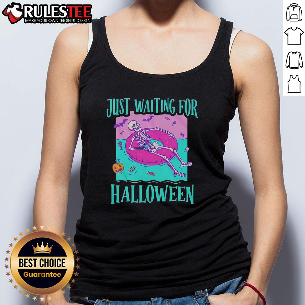 Nice Just Waiting For Halloween Skeleton T-Shirt - Image 4