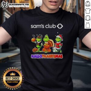 Good Sam Club X Grinch Cosplay Happy HalloThanksMas T-Shirt