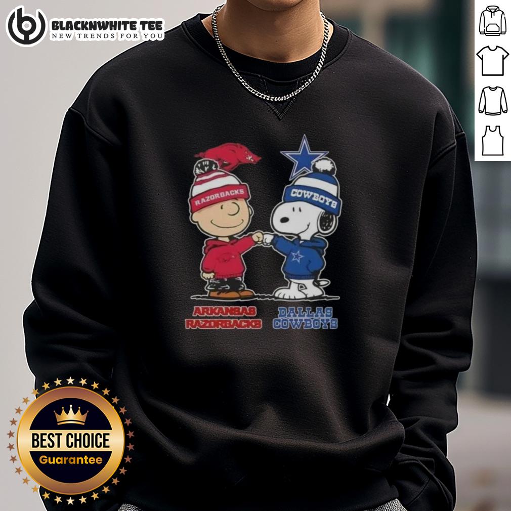 Good Snoopy And Charlie Brown Arkansas Razorbacks X Dallas Cowboys T-Shirt - Image 5