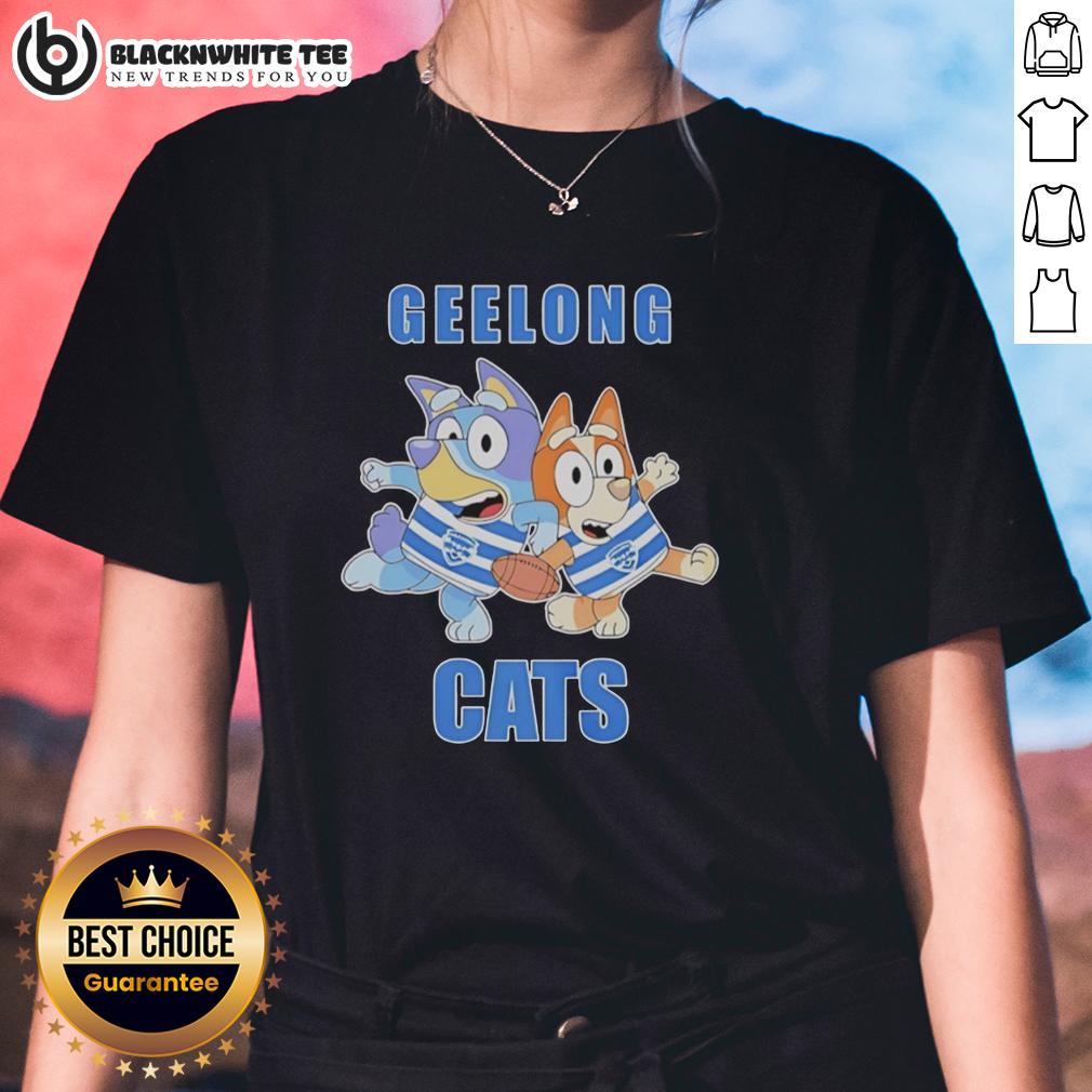 Awesome Bluey Bingo Geelong Cats Football Fans Rugby Outfits T-Shirt - Image 3
