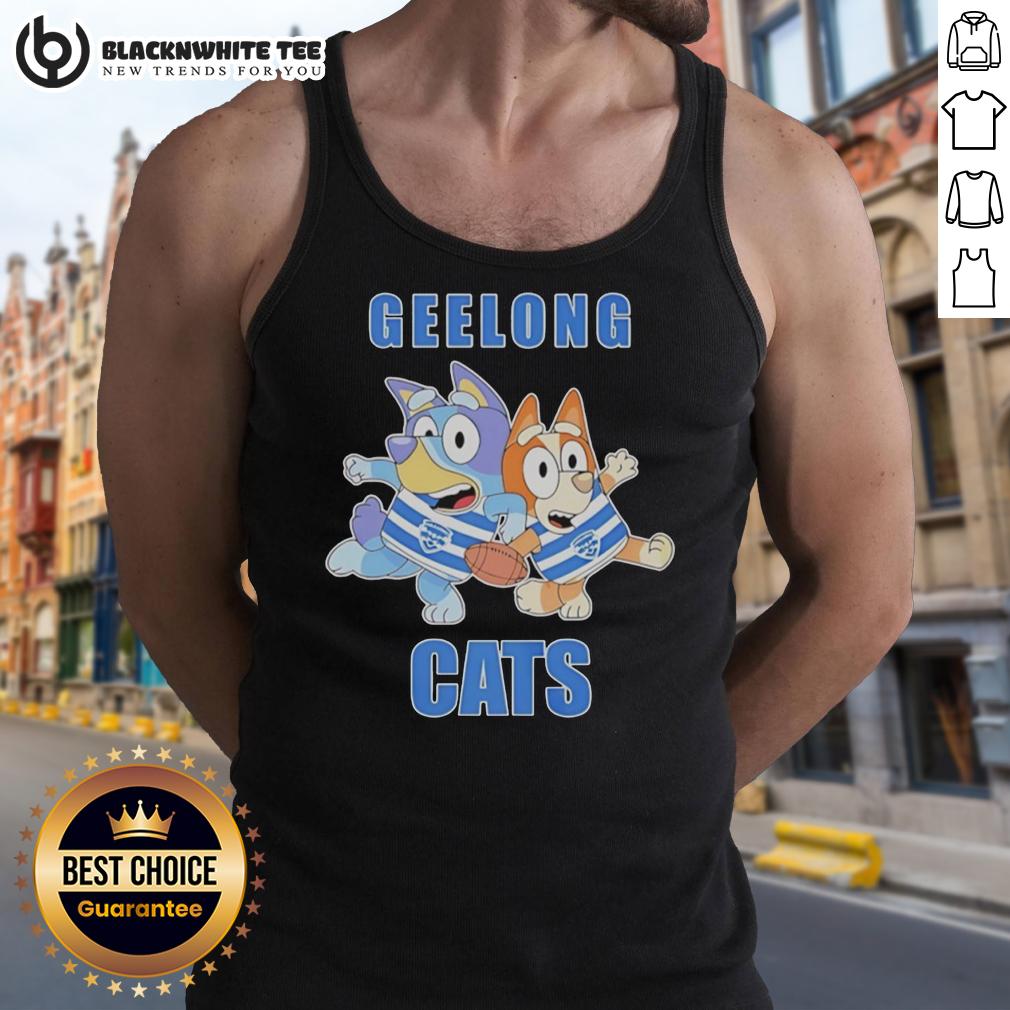 Awesome Bluey Bingo Geelong Cats Football Fans Rugby Outfits T-Shirt - Image 4