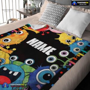 Alternative view of Official Happy Monster Coloring Blanket Fleece Customized Blanket