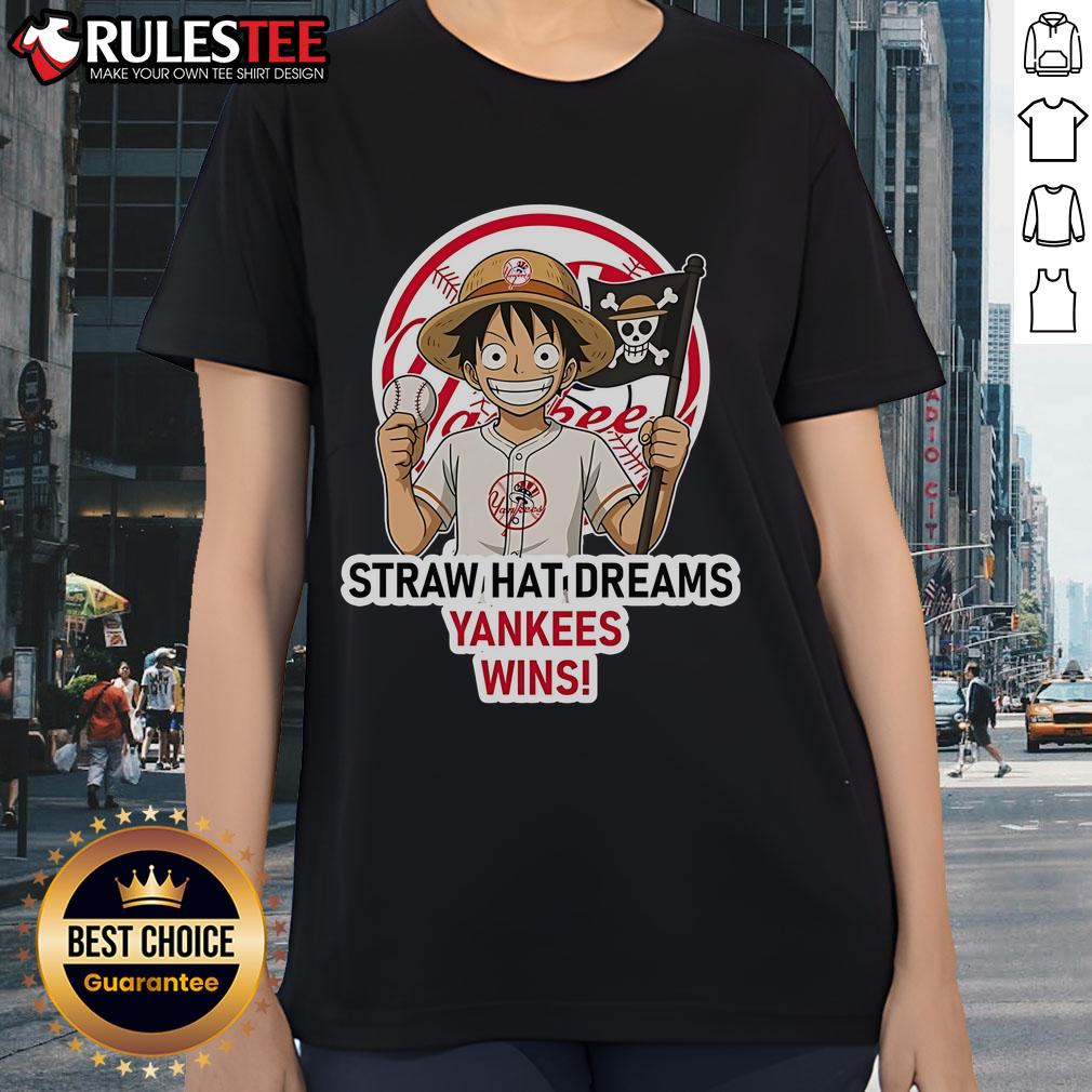 Awesome New York Yankees Monkey D. Luffy Straw Hat Dreams Wins T-Shirt - Image 3