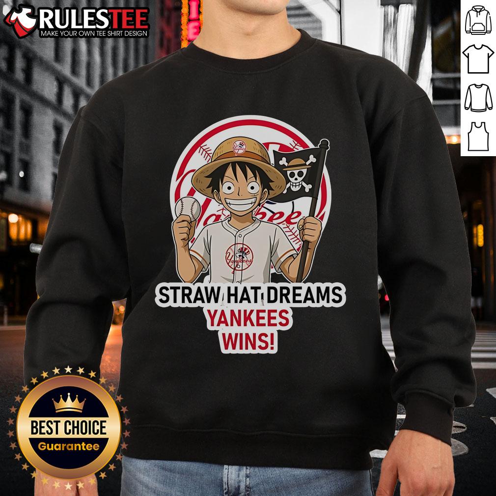 Awesome New York Yankees Monkey D. Luffy Straw Hat Dreams Wins T-Shirt - Image 5