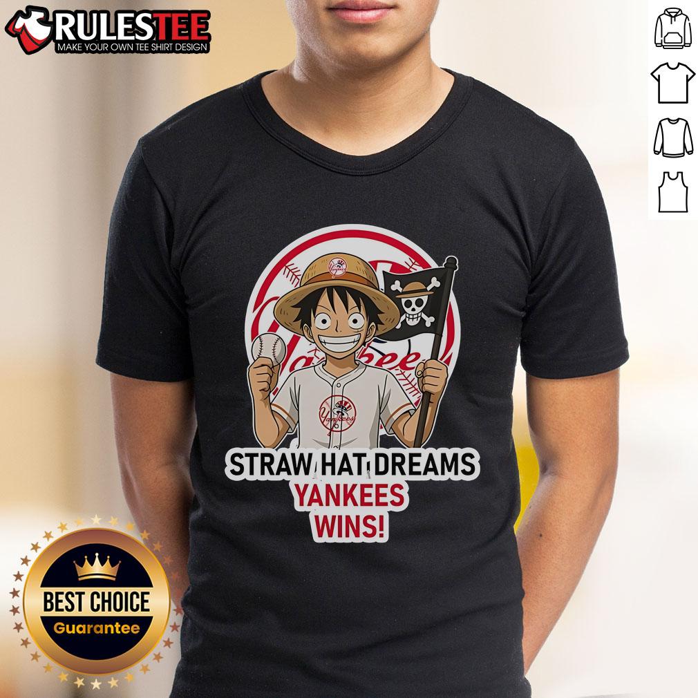 Awesome New York Yankees Monkey D. Luffy Straw Hat Dreams Wins T-Shirt