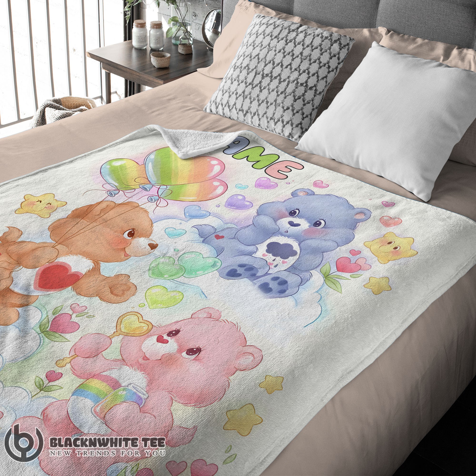 Original Hot Cute Care Bears Friends Blanket Fleece Customized Blanket - Image 3