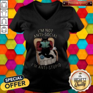 Alternative view of Love Black Cat I’m Not Anti Social I’m Anti Stupid Shirt