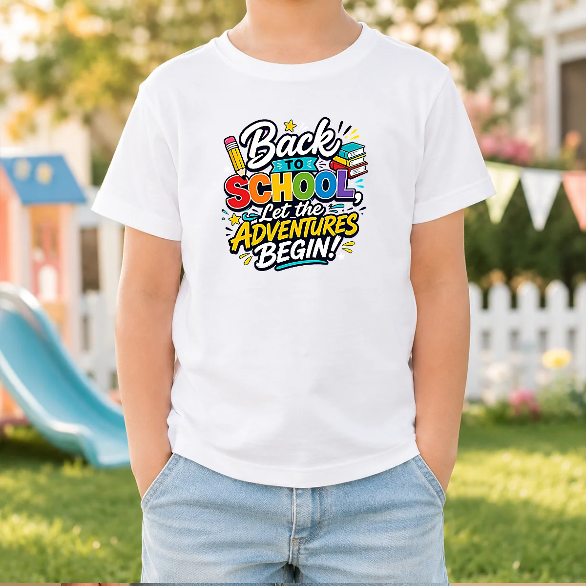 Pretty Back To School Adventures Typography Shirt - Image 8