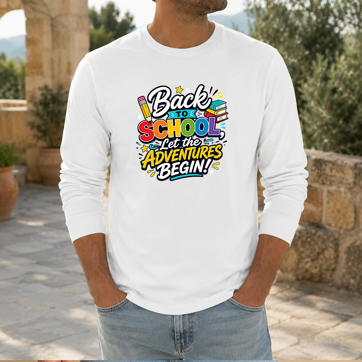 Pretty Back To School Adventures Typography Shirt - Image 7